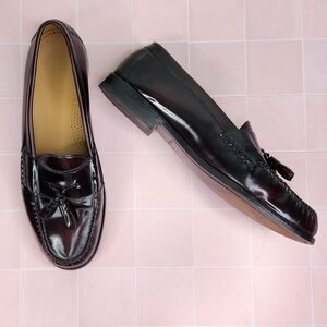 Cole Haan Mens Pinch Tassel Closed Toe Penny Loafer, Burgundy